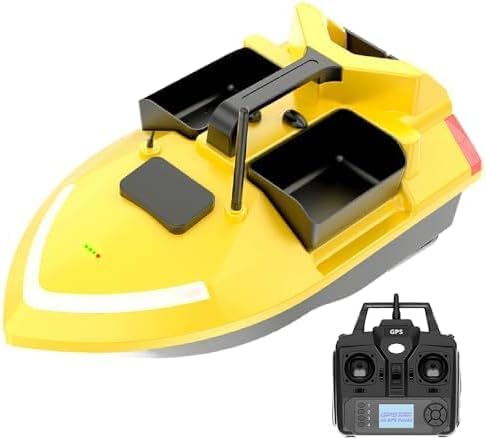 OBEST GPS RC Fishing Bait Boat, 500M Fishing Night Light RC with 3-Cabins