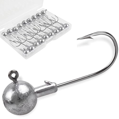 Jigköpfe Angelhaken 30stk Round Kopf Jig-Haken Set für Gummifische Angelhaken Angelzubehör für Süßwasser Salzwasser (1g-20stk)