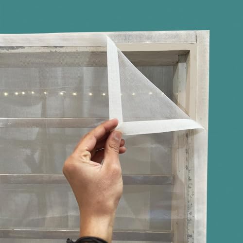 Image of Kanish Polyester Mosquito Net Pre Stitched with Fastener Tape on All Four Borders Window Mosquito Net White Colour, 120 GSM Polyester Insect Net with Self-Adhesive Hook Tape (2x3feet) White