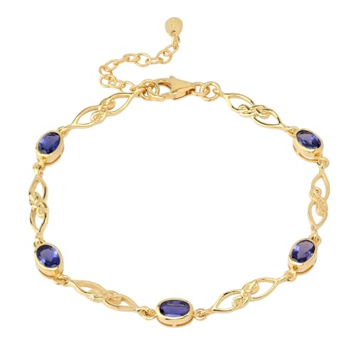 Image of Silvershake Birthstone Gemstones White Gold Plated or Yellow Gold Plated 925 Sterling Silver Scroll /Filigree Celtic Knot Weave 7.25 to 8.75 Inch with Adjustable Extension Bracelet Jewelry for Women