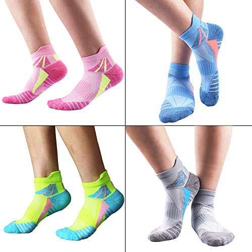 Image of Womens Ankle Socks Athletic Cushioned Sport Socks | Cotton Breathable Performance Tab Quarter Ankle Running Socks for Women 6 Pack