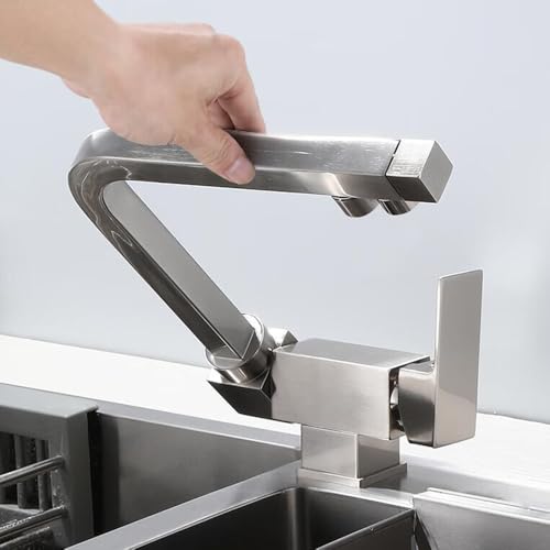 Robinet filtre 3 voies pliable avec bec pivotant en laiton