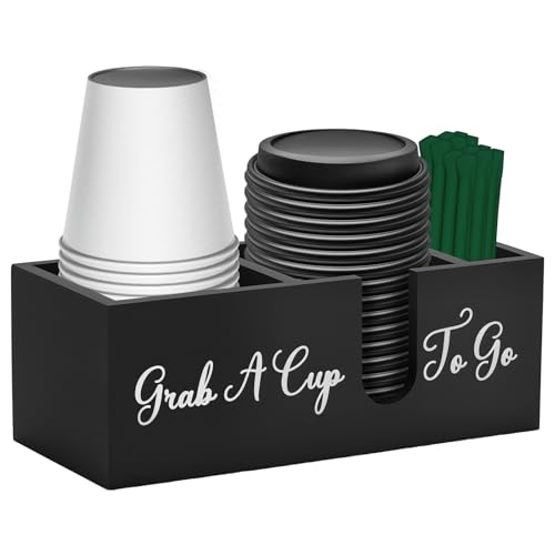 NEMTMCUA Coffee Station Organizer,Space Saving Wood Coffee Cup Organizer with