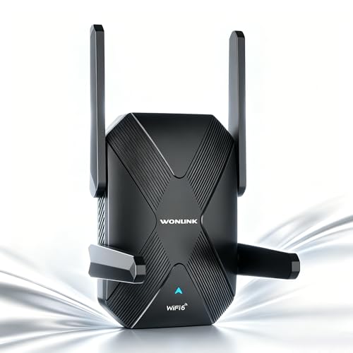 Image of WONLINK AX1500 WiFi Extender Booster WiFi 6 Booster Range Extender 5/2.4GHz Dual Band WiFi Repeater, 4x Antennas, Internet Booster, Ethernet Port, AP Mode, WPS, Works with Any WiFi Router, UK Plug