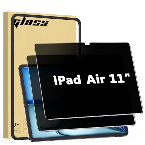WYQLTD 2 Pack Privacy Screen Protector for iPad Air 11 Inch M4/M3/M2 (2026/2025/2024 8th/7th/6th Gen) Anti-Spy 9H Glass Anti-Scratch Bubbles Free Easy Installation