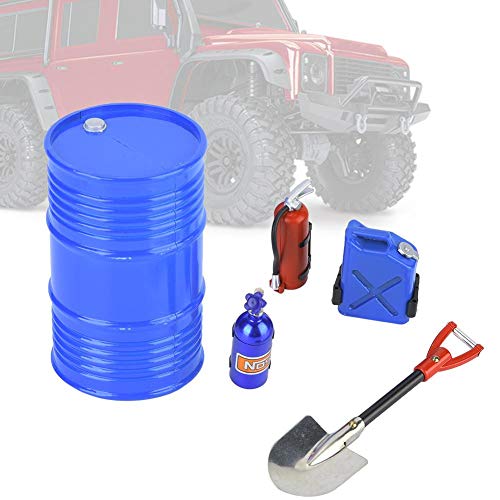 RC Crawler Accessory Simulation Including Oil Drum Shovel Nitrogen Bottle Fire Extinguisher Oil Tank(Blue)