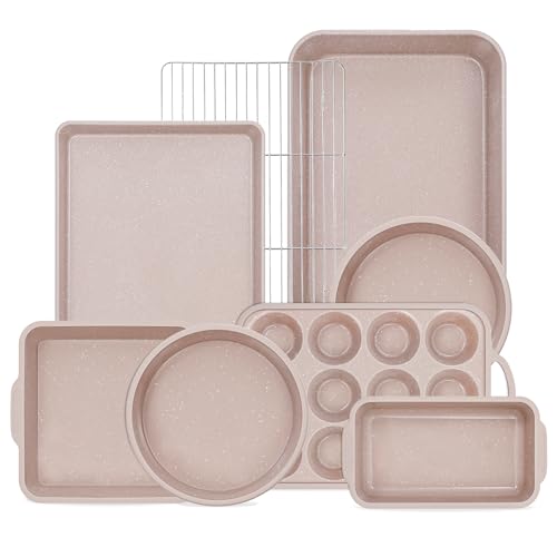 AOTASO 8 Pcs Baking Pans Set, Silicone Bakeware Sets with