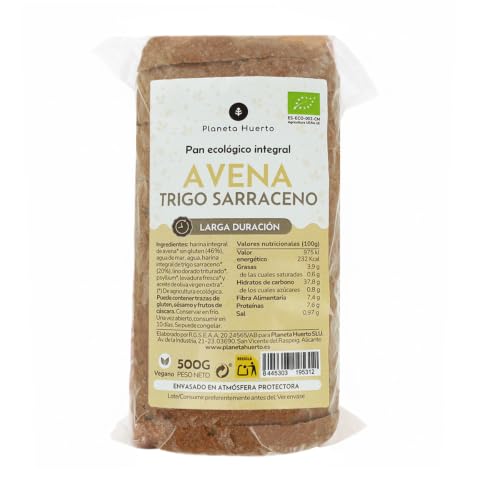 PLANETA HUERTO | Pan integral de avena y trigo sarraceno ECO 500 g