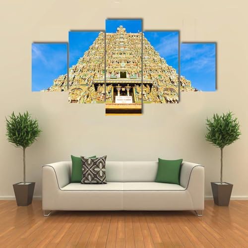 Impression sur toile d'Inde : voyagez au temple de Meenakshi avec ce grand tableau