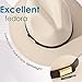 Gossifan Fedora Hats for Men Wide Brim Panama Hat with Classic Belt-B Belt Beige
