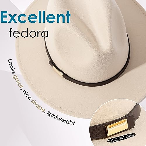 Image of Fedora Hats for Men Wide Brim Panama Hat with Classic Belt