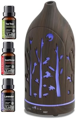 Essential Oil Diffusers,200ML Humidifier for Home Decor,Aromatherapy Chirstmas Gift with 7 LED Colorful Lights for Office Gym Yoag Decoration Aroma (Tree)