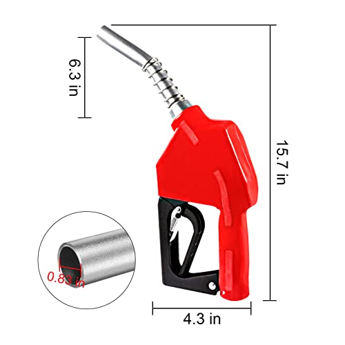 Fizlig 3/4" Automatic Fuel Nozzle - Auto Shut Off Diesel Nozzle | Refilling For Petrol Diesel Fuel (Red) #TOP6
