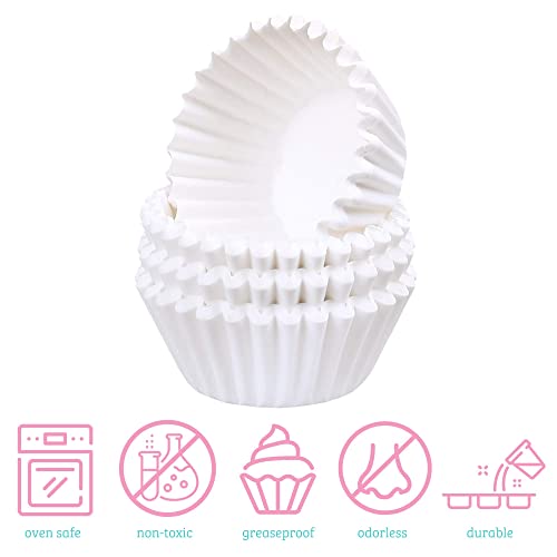 Lotfancy 500Pc White Mini Cupcake Liners, Small Muffin Liners, Greaseproof Paper Baking Cups, Cupcake Wrappers For Birthday, Holidays, No Smell, Bottom 1.25 Inch Width #TOP2