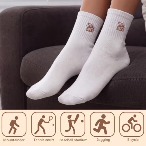 Image of Eurzom 10 Pairs Socks Womens Crew Elastic Ankle Length Cotton Socks Aesthetic Cute Lightweight Low Cut Gifts for Women