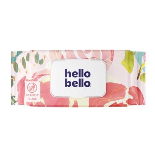Image of Hello Bello Premium Wipes, Designed for Sensitive Skin with Chamomile & Aloe Extracts, Rosy Posy (18 Resealable Packets = 1080 Total Wipes)