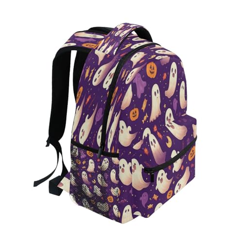 Dussdil Ghost Halloween Pumpkin Purple Kids Backpack School Backpacks for Boys Girls 16 IN Book Back Pack Bag Casual Travel Daypack with Adjustable Shoulder Strap Zipper2