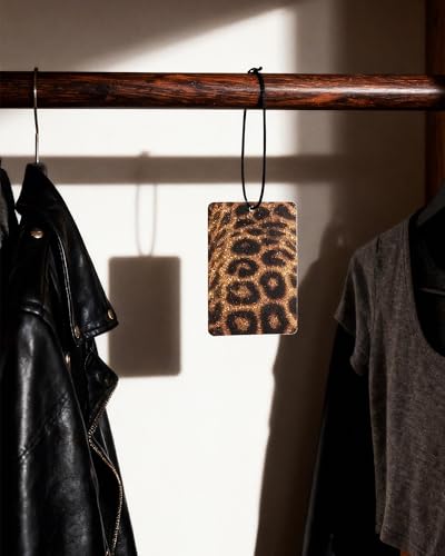 Image of Leopard Print 5pcs Car Air Freshener Corss Christian Cheetah Print Car Accessories Automotive Interior Hanging Scents Mirror Decor for Women Teen Girls