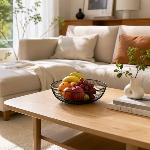 Miniatura 3 de Lin Home Xz-23171 Frutero Decorativo De Metal, Diseño Ondulado, Cuenco Para Frutas Y Verduras Negro, 28x7.5cm