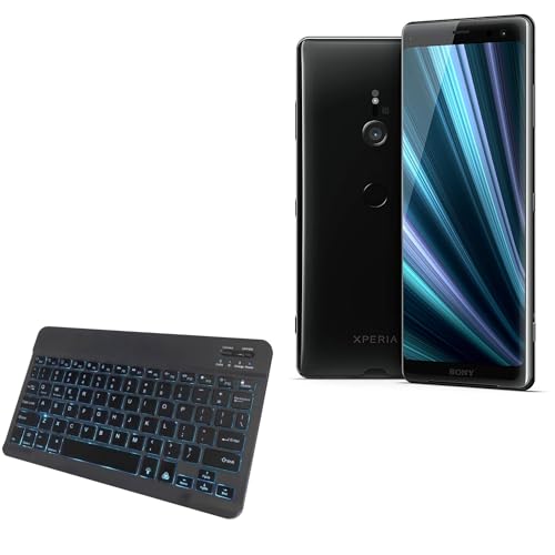 BoxWave Keyboard Compatible with Sony Xperia XZ3 - SlimKeys Bluetooth Keyboard - with Backlight, Portable Slim LED 7 Colors - Jet Black