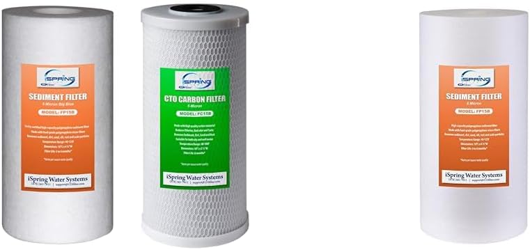 iSpring Whole House Water Filtration 4.5"x10" Sediment & CTO Carbon Block Replacement Filter Cartridge Pack Set WGB21B FP15B