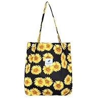 Comfortable Corduroy Bag: This sunflower tote bag crafted from corduroy which is soft, lightweight. It's also a durable corduroy bag, both washable and reusable, perfect for everyday use. Large Tote Bags for Women: This corduroy bag measures 15.7 x 1...