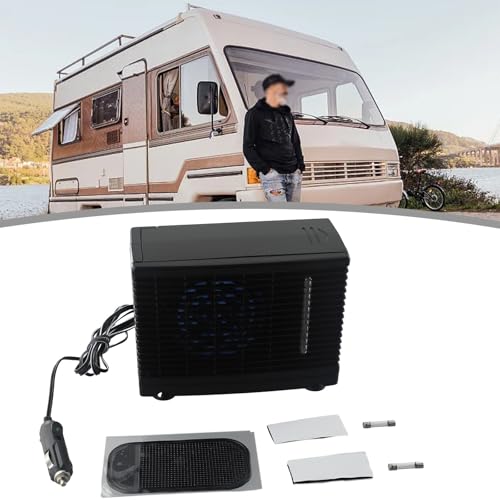 Eawfgtuw Ventilador de aire acondicionado portátil de 12 V con filtro de refrigeración de agua para coche, caravana, barco o uso doméstico, enfriador compacto de bajo ruido con tanque de agua fría