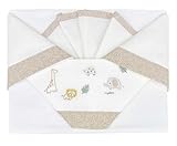 Andy & Helen Completo lenzuolo culla/carrozzina ricamato + sotto con elastici e federa, Panna