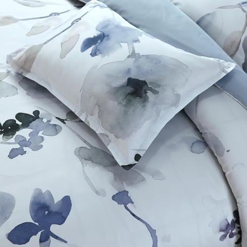 Majestic Giftware Madison Linen 8-Piece 44" Twin Size Bedding Set (BL105-44T) | Summer Breeze - Ocean Blue 300 TC Cotton Sateen Durable & Washable | 2 Fitted Sheets, 2 Duvets, 4 Pillowcases