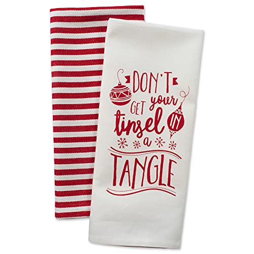 Image of DII Christmas Tea Towels Decorative Kitchen Dish Towel Set, 18x28, Tinsel in a Tangle, 2 Piece
