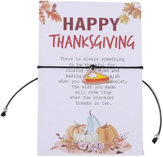 XAM Thanksgiving Wish Bracelet With Cards - Fall Leaf, Turkey, and Pinecone Jewelry for Women, Perfect for Holiday Gifts