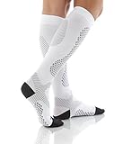 Mojo Compression Socks Unisex 20-30mmHg Knee Length - White Medium
