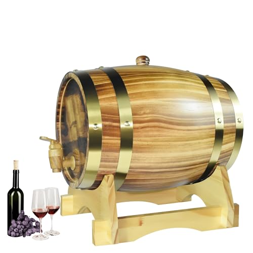 1.5L Whiskey Barrel Wine Barrel Wooden Whiskey Dispenser with Baked Oak Chips Aging Barrels Mini Keg Wine Bucket Decor for Table Bar Home Kitchen Restaurant BBQ Gifts for Men, Light Yellow