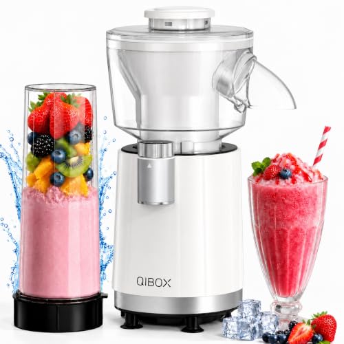 QIBOX Snow Cone Machine & Smoothie Blender 2 in 1, 700W Powerful Shaved Ice Machine Frozen Margarita Machine, Slushine Machine Maker with Stainless Steel Blade, Smoothie Recipe, for Home Kitchen Party