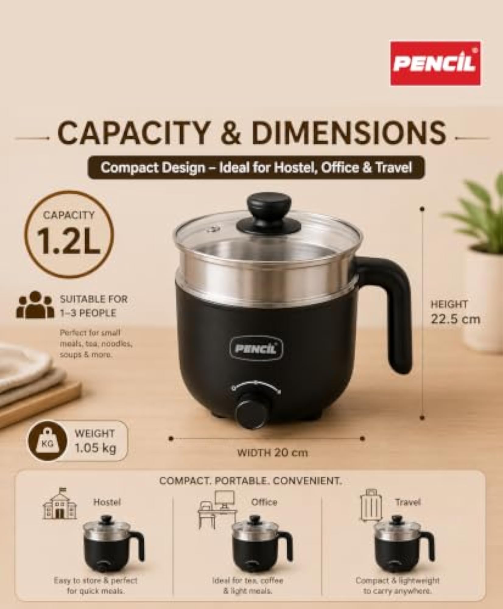 FlexiCook Pro Multipurpose Electric Kettle with Idli Plate