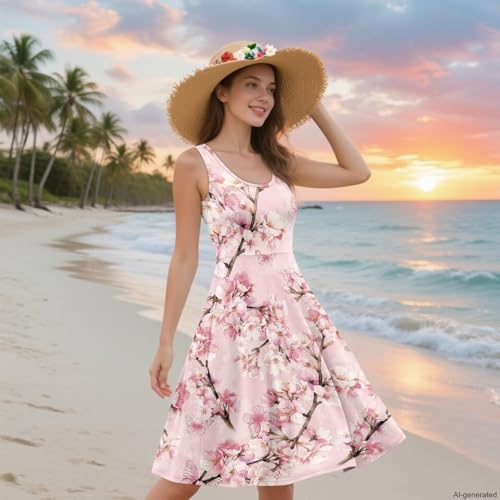 Image of TOADDITDO Womens Summer Sleeveless Tank Dress with 2 Side Pockets XS-4XL Plus Size