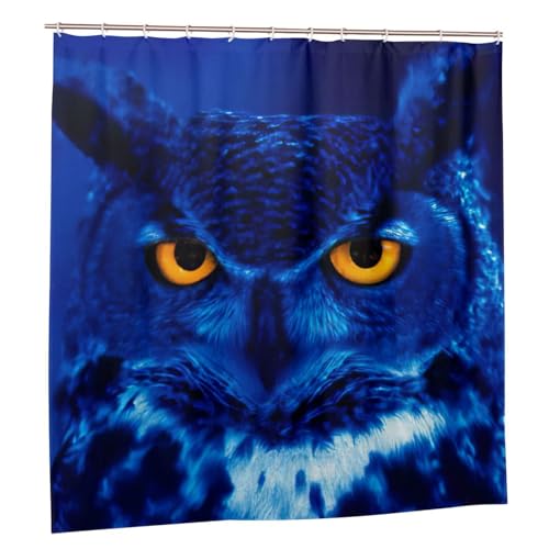 Rideau de douche hibou bleu 183x183 cm en polyester imperméable