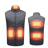 Beheizte Weste Damen Herren Beheizbare Winter Weste USB Lade Heizweste Unisex USB Wärmende Beheizte Weste Mit 3 Stufen Wärmeeinstellungen Winterjacke für Outdoor Skifahren (Schwarz, XXL)