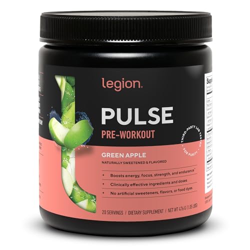 Enhance Your Performance with the Best Supplements for Runners 23 LEGION Pulse Pre Workout - All Natural Nitric Oxide Preworkout Drink to Boost Energy, Creatine Free, Naturally Sweetened, Beta Alanine, Citrulline, Alpha GPC (Green Apple)