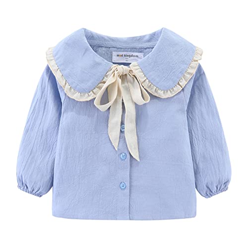 Image of Mud Kingdom Girls Blouse Shirts Spring Fall Long Sleeve Button-Down Top Ruffle Collar
