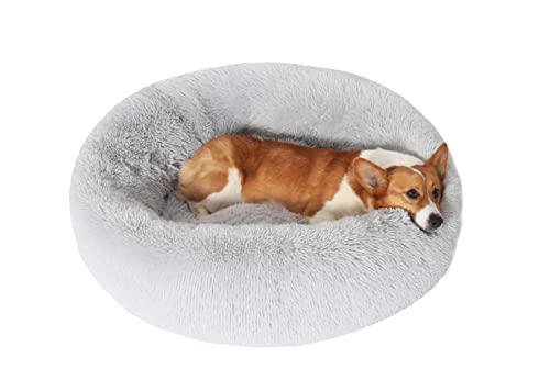 JOLLYVOGUE-Fluffy-Faux-Fur-Plush-Dog-Bed-Cat-Bed-Calming-Donut-Dog-Cuddler-Bed-Washable-Soft-Dog-Round-Bed-Anti-Anxiety-Dog-Cat-Cushion-Bed-for-Small-Dogs-and-Cats-20