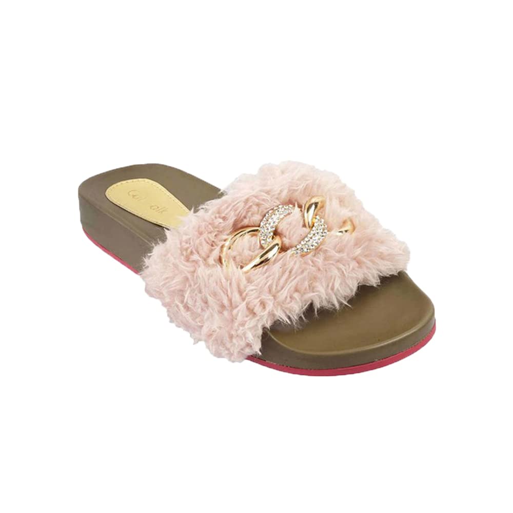 Catwalk Womens Faux Fur Embellished Slides Pink Slipper (4901PK) (B095SQRX98) Amazon Price History, Amazon Price Tracker