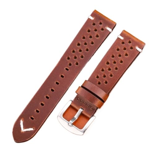Correa de reloj de cuero genuino de 18mm a 24mm LAMGUL transpirable y de liberación rápida