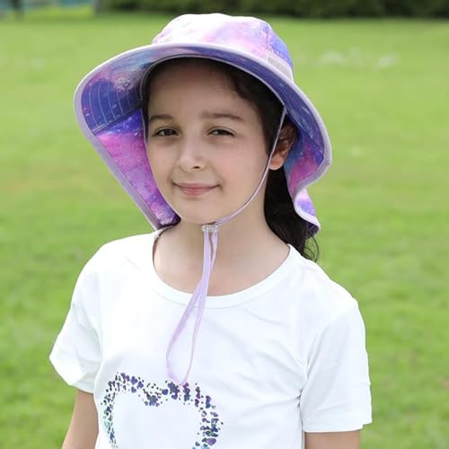 Image of icolor Kids Sun Hat UPF50+ Sun Protection Bucket Hat Toddler Summer Beach Play Hats with Neck Flap for Girl Boy Ages 3~10