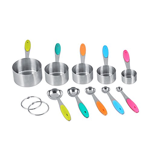 Tazas y cucharas medidoras EMUKOEP de acero inoxidable para evitar recetas fallidas 2