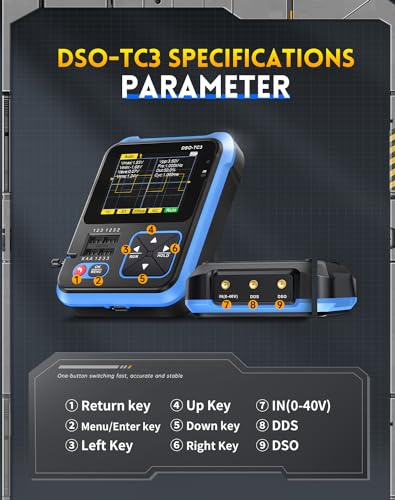 【Upgraded Model 10X Probe] DSO-TC3 Oscilloscope 3-in-1 Handheld Oscilloscope DDS Signal Generator Transistor Tester Oscilloscope 500Khz Bandwidth 10MSa/s Sampling Rate, 6 Types of Waveforms - Thumbnail 5