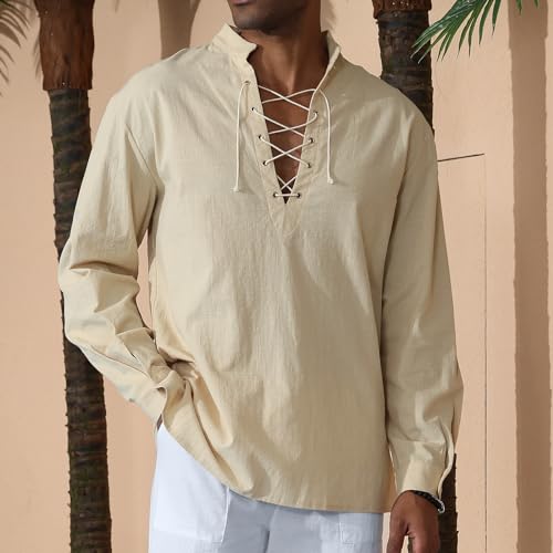 Image of CTU Men's Cotton Shirt Pirate Shirt Medieval Viking Renaissance Costume