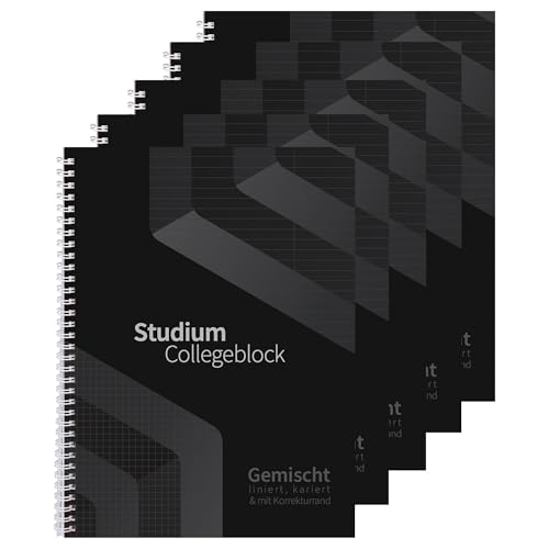 druck.de Gemischter Collegeblock A4-5 Stück - 80 Blatt - 80g