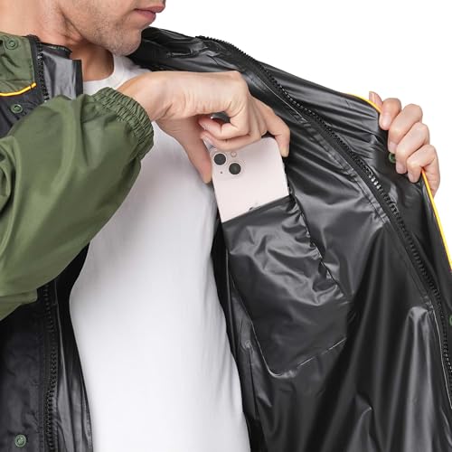 Image of Citizen Hooded Raincoat for Men Women Waterproof for Bike Riders 180T Micro Fabric Lightweight Stylish Sealed Hood, Large Pockets, Heavy-Duty Zippers Rainwear with Carry Pouch-CR013