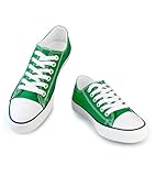 Canvas Shoes for Women Casual Low Top Sneakers, Womens Fashion Classic Lace Up Walking Shoes for Everyday Wear Green